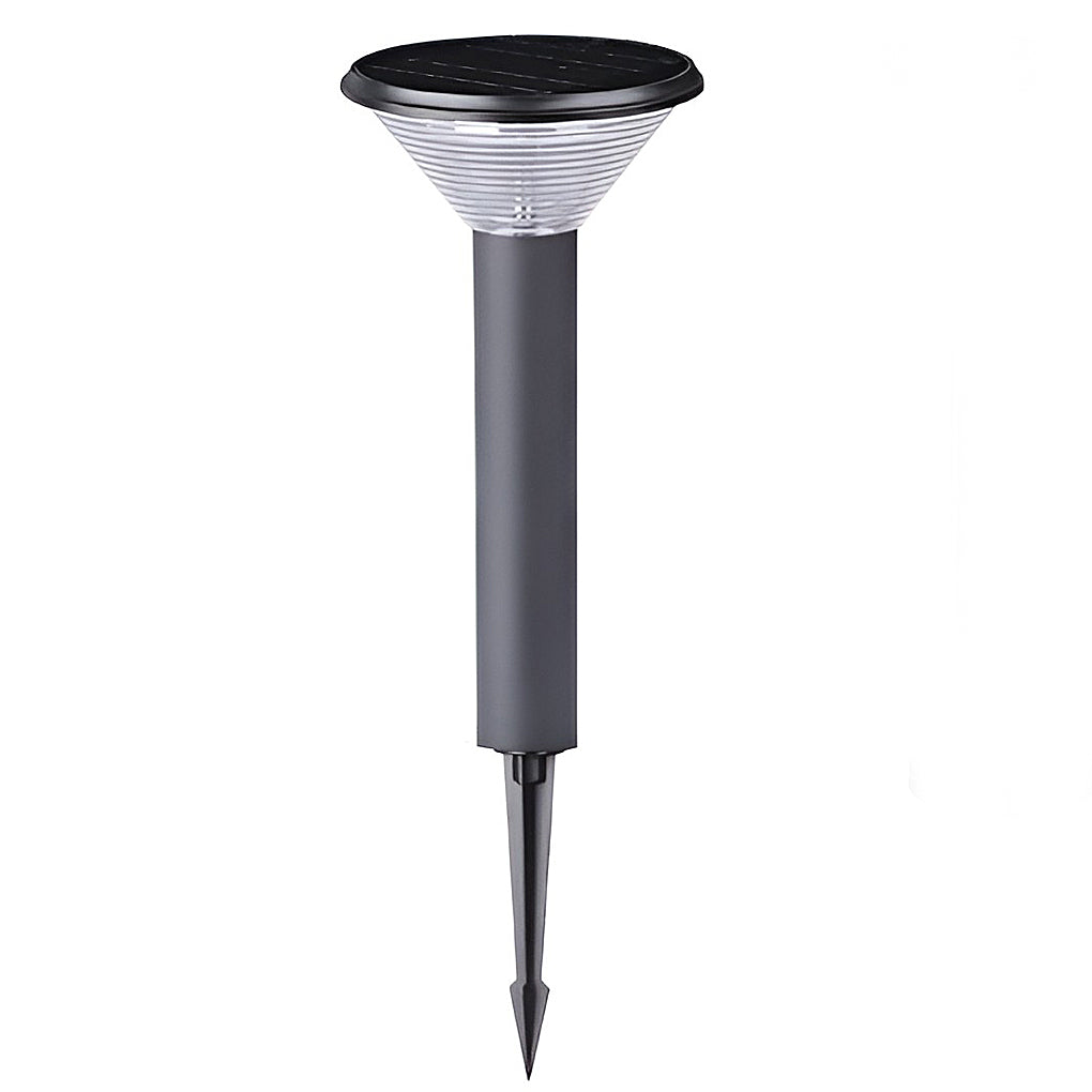 Contemporary Tapered Solar LED Pathway Light Black Cylindrical Outdoor Lighting