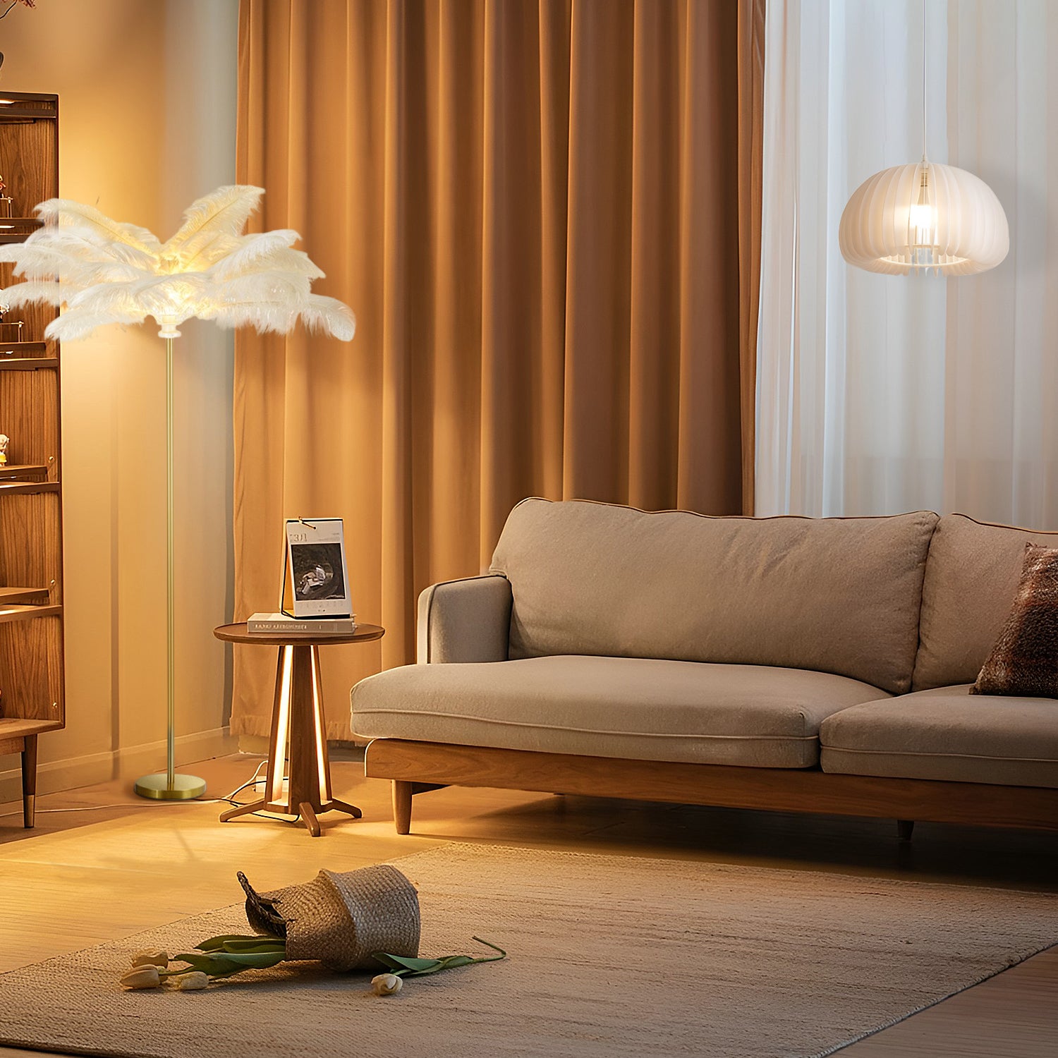 Nordic Vertical Feathers LED Simple Luxurious Delicate Elegant Design Floor Lamp