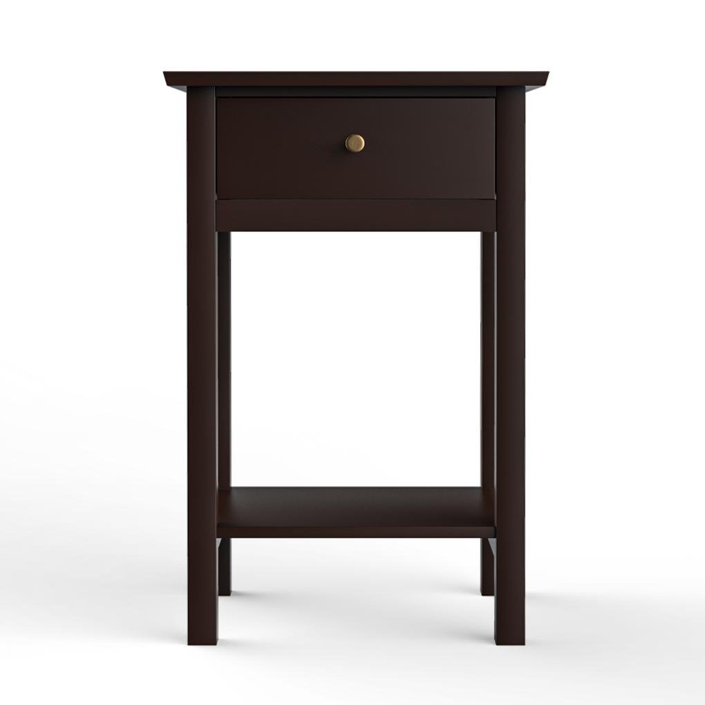 Black Scandinavian End Table Bedside Table with Storage Shelf with Drawer - dazuma
