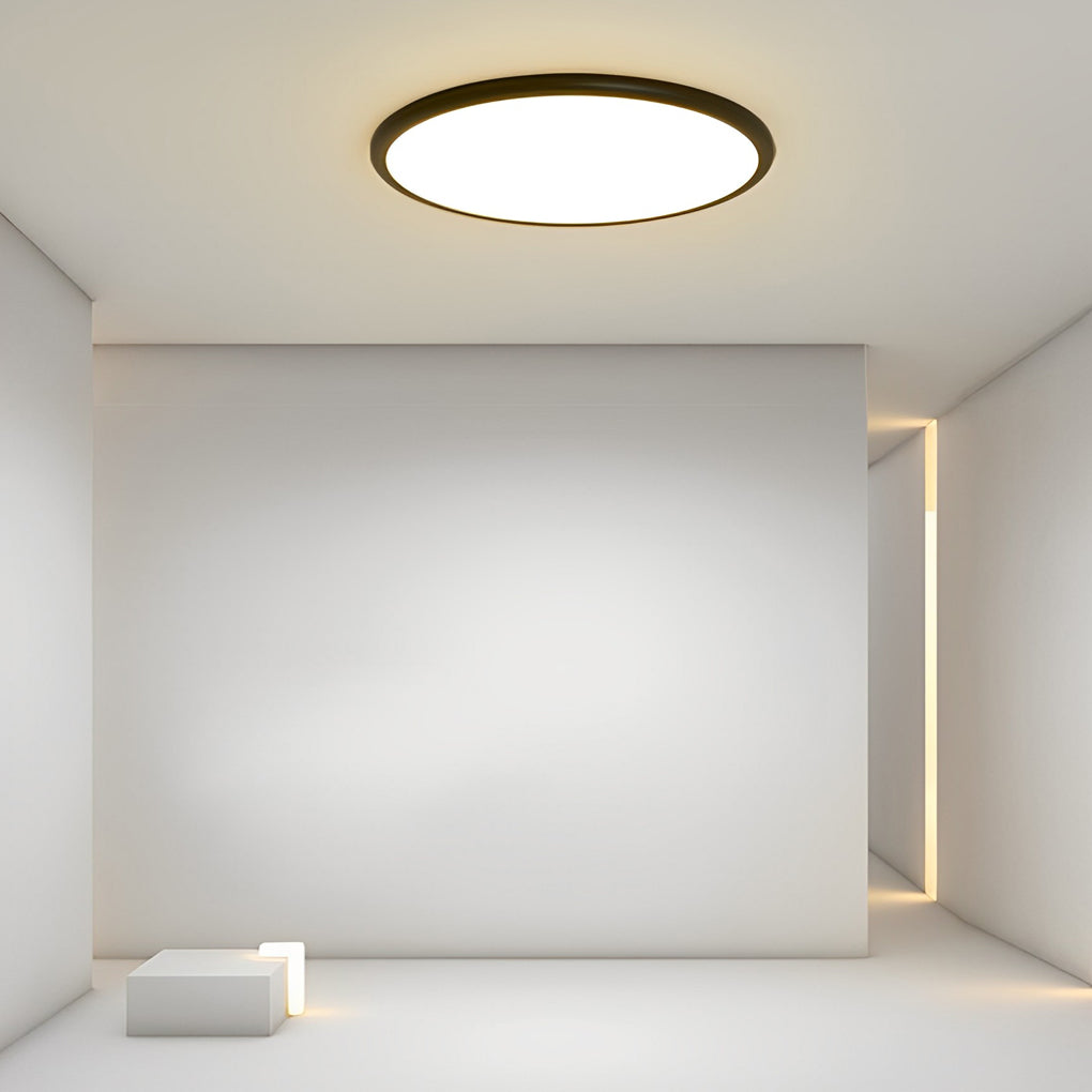 16'' Modern LED Geometric Circle Black Flush Mount Ceiling Lights with Black White Edge