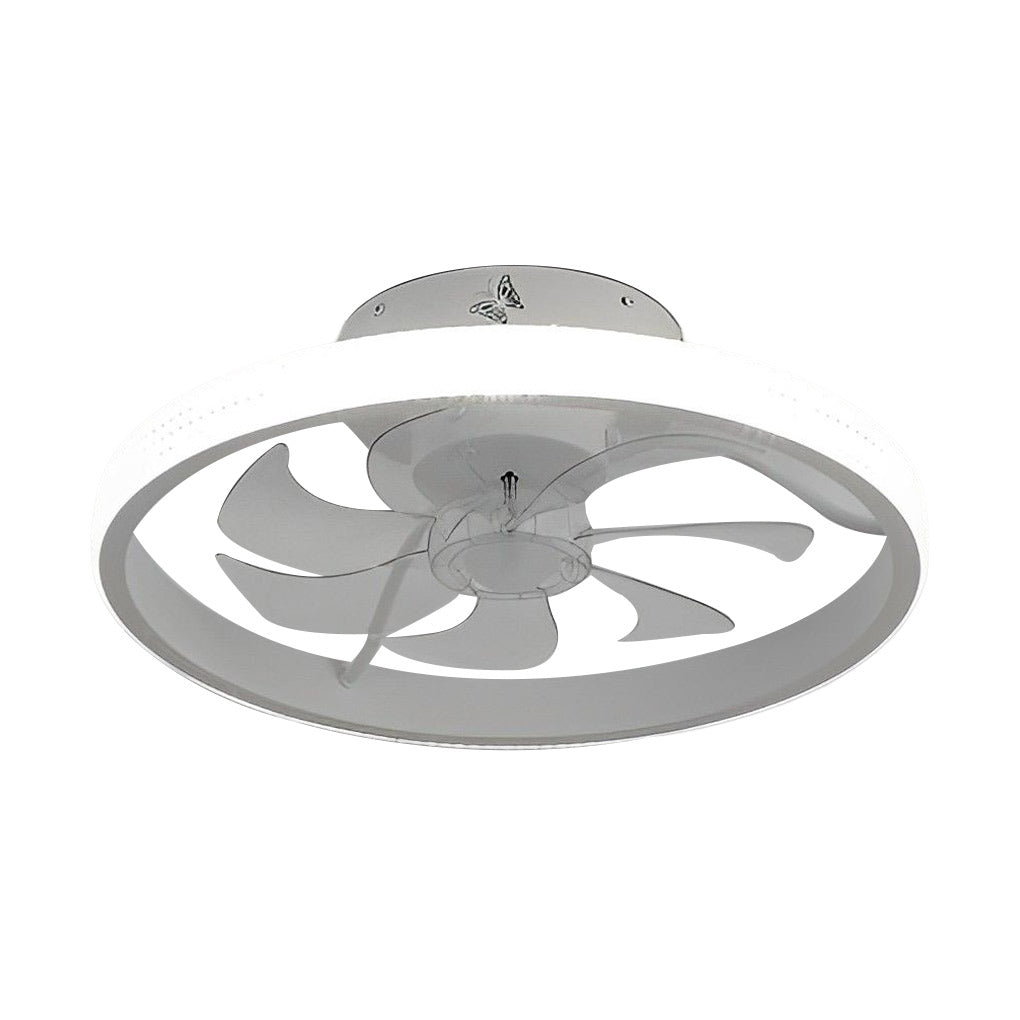 Round Inverter Mute LED Dimmable Modern Bladeless Ceiling Fans with Remote