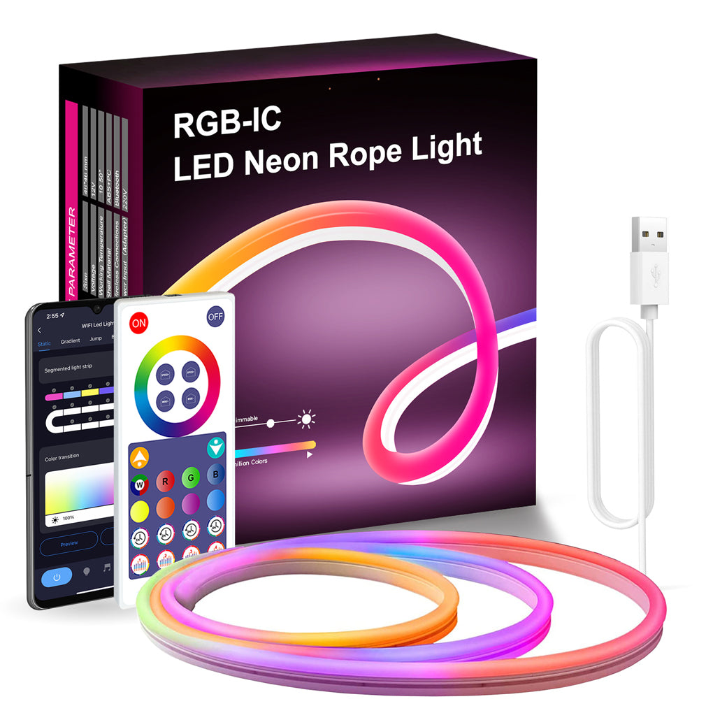 Wireless Control RGB LED Strip Lights Rope Light Flexible DIY Modeling