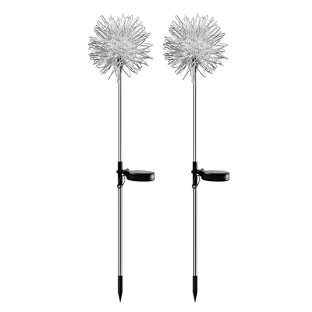 Elegant Aluminum LED Solar Dandelion Lights Dual Pack for Garden and Lawn