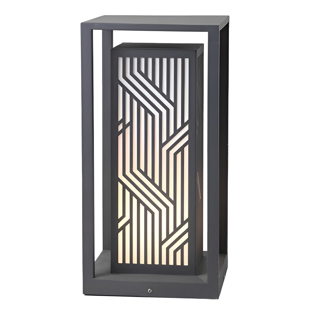 Gray Retro Aesthetic Waterproof LED Outdoor Pathway Cuboid Lantern