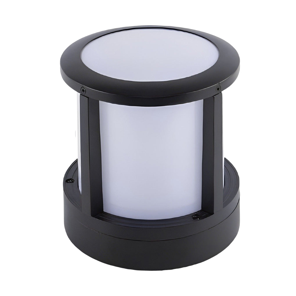 Cylindrical Aluminum LED Waterproof Black Outdoor Fence Post Lights