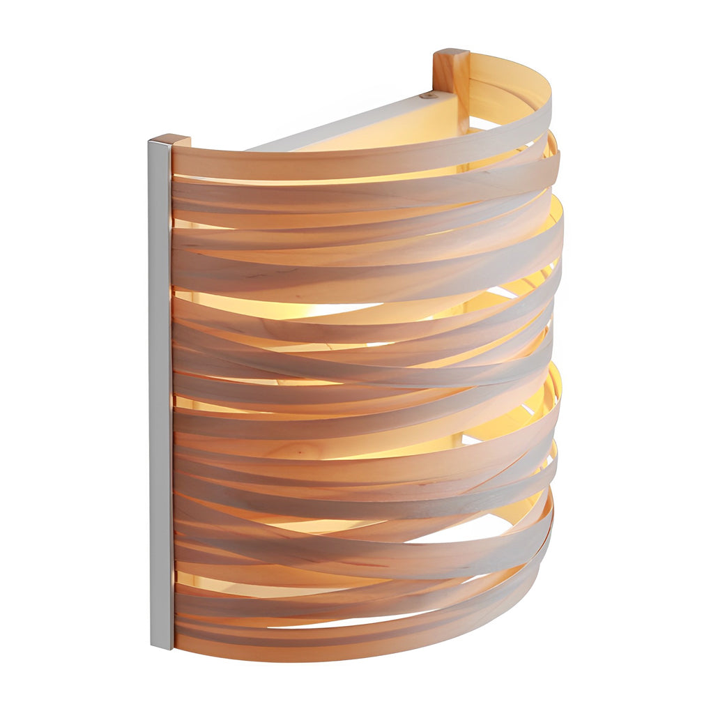 Semi-cylindrical Handmade Wood Decorative Modern Wall Lamp Atmosphere Light