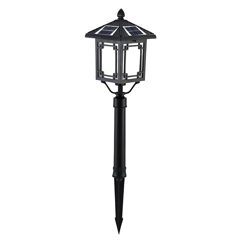 Ancient House Style Solar LED Post Light with 3-Step Dimming Durable Outdoor Lamp