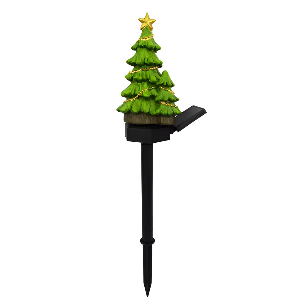 Resin Waterproof LED Christmas Tree Ground Inserted Solar Lawn Lights