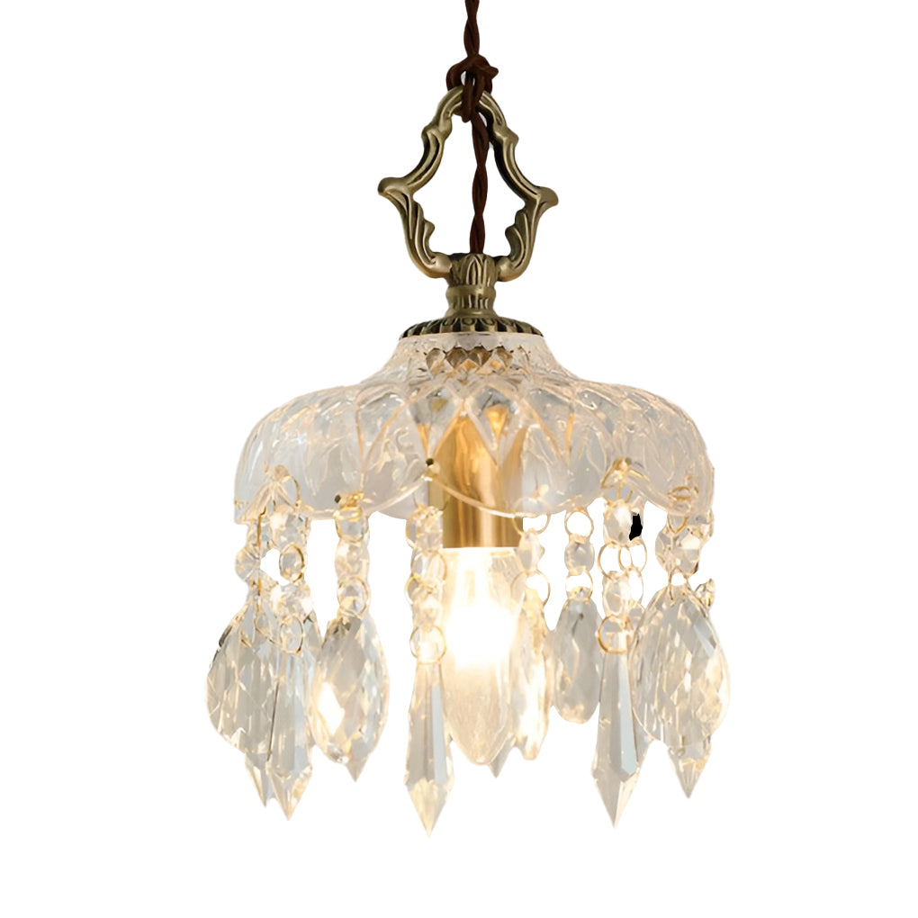 Retro Glass Crystal LED Gold Modern Pendant Lights Hanging Ceiling Lamp