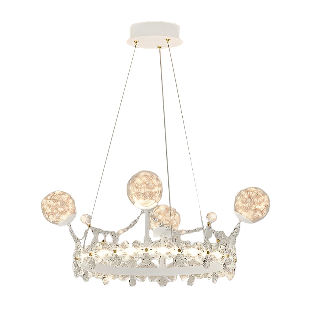 Flower Decor Crowns Crystal Glass Three Step Dimming Nordic Chandelier
