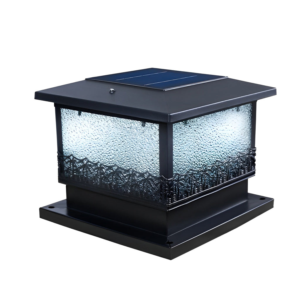 Creative Square Waterproof LED Black Modern Solar Fence Post Lights