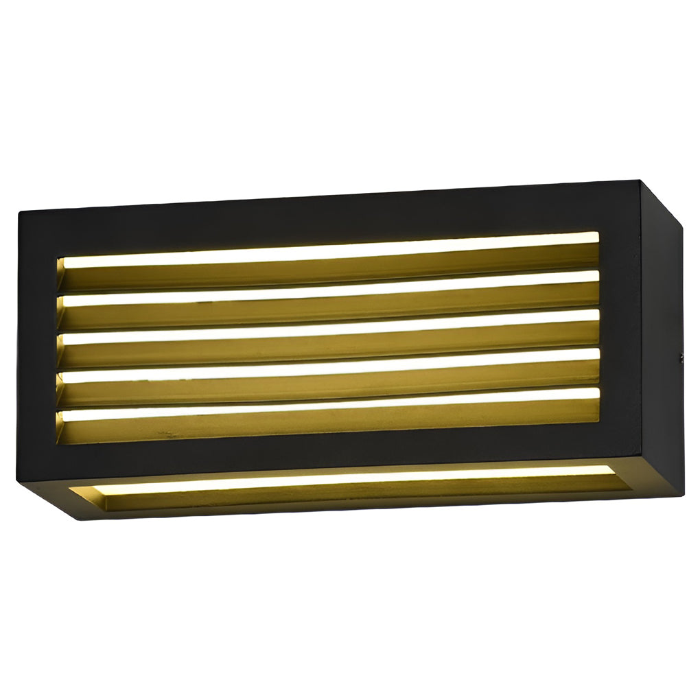 Rectangle Waterproof 12W LED Black Modern Outdoor Wall Sconces Lighting