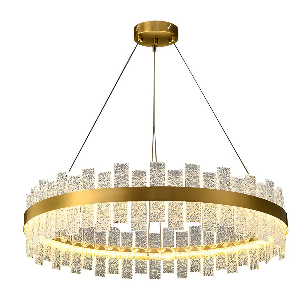 Round Dimming LED Glass Modern Crystal Chandelier Hanging Lamp Pendant Light
