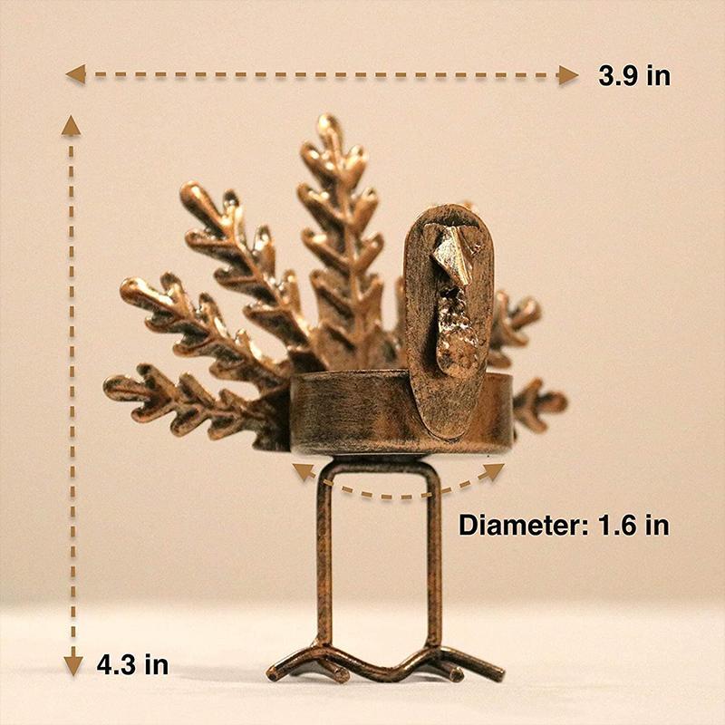 6 - Piece Metal Turkey Tea Light Candle Holder Set Thanksgiving Decoration