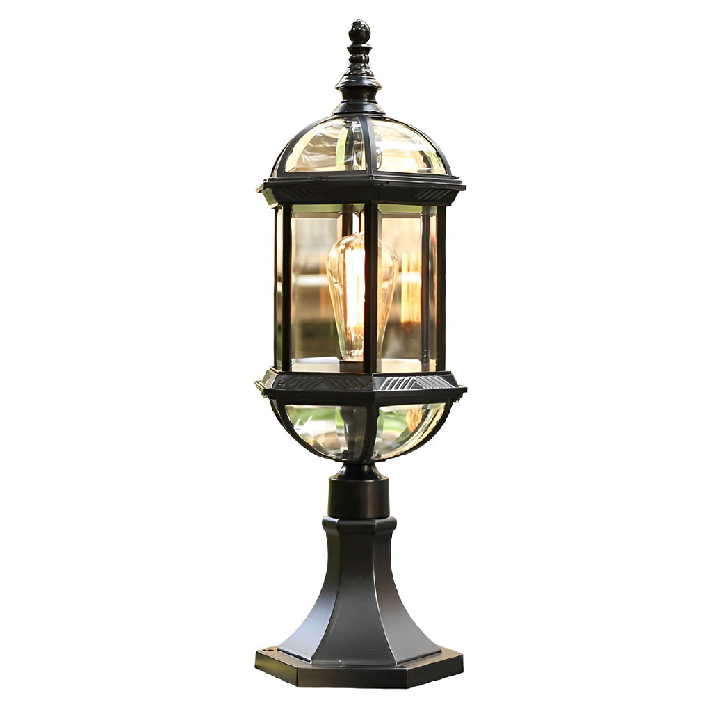 Elegant Black Retro Outdoor Post Lights Waterproof Metal and Glass Fence Lighting