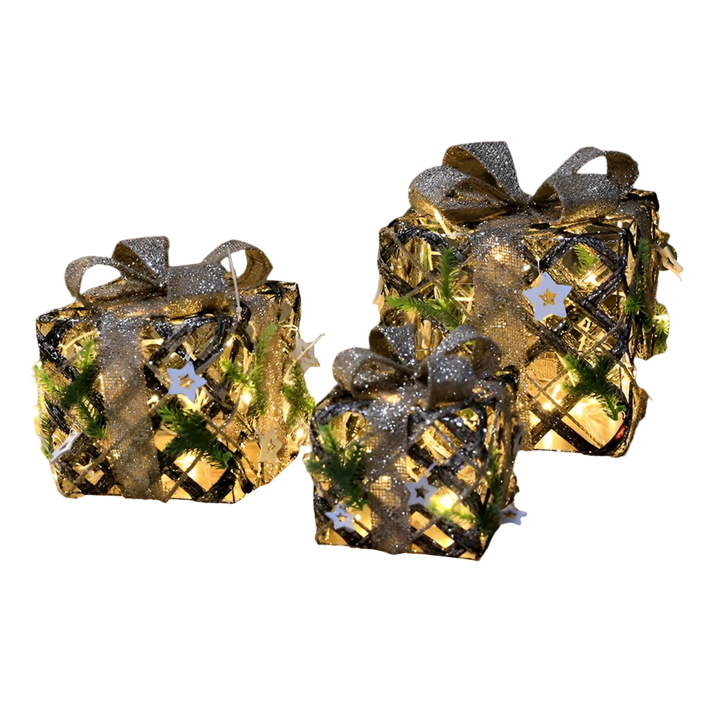 3 Pc Set Creative Christmas Decor Gift Box Scene Layout Decorations