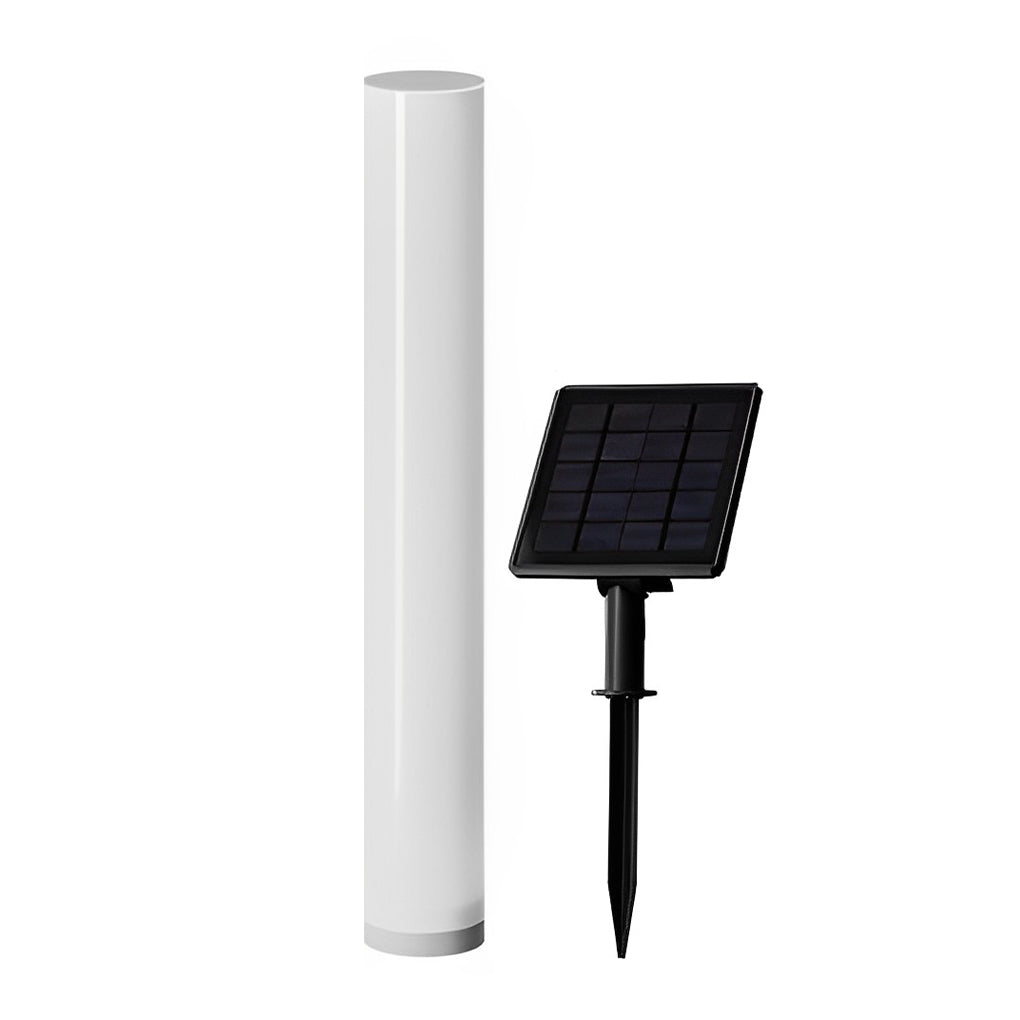 Long Cylindrical Waterproof White Modern Solar Lawn Lights Lamp Post