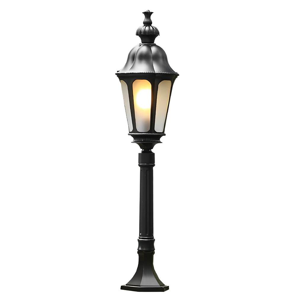 Elegant European-Style Black LED Outdoor Pathway Lamp Post