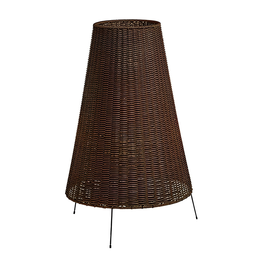 37'' Rustic Tripod Hand Woven Rattan Floor Lamp Outdoor Waterproof Three-leg Standing Lamp