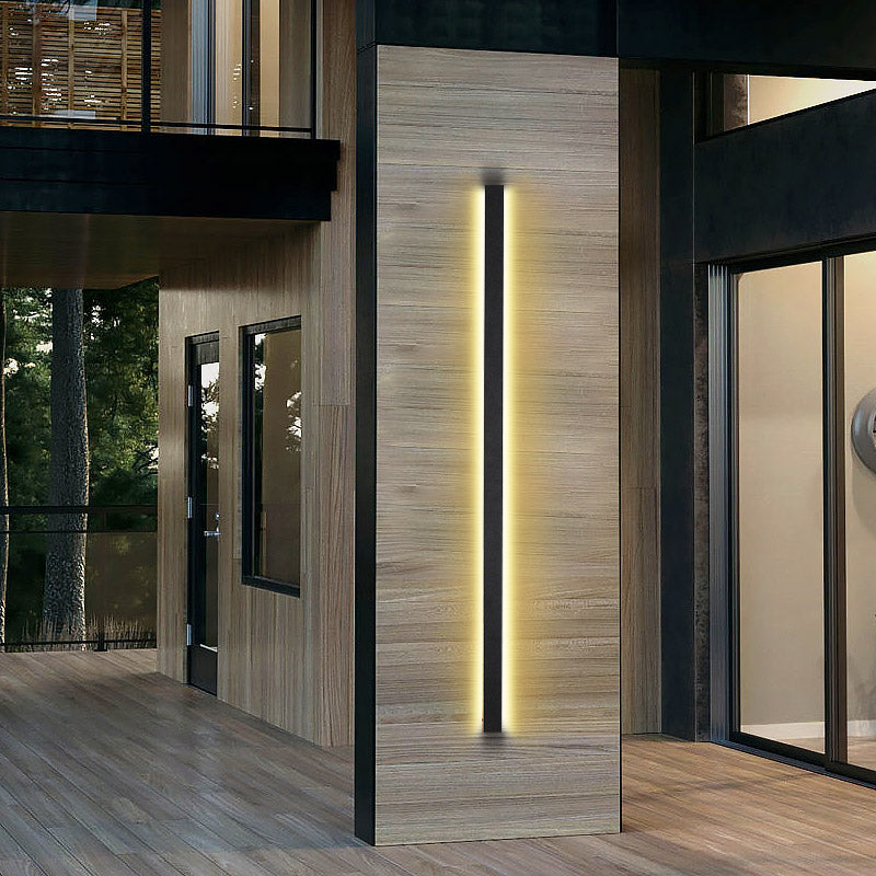 Black Long Linear Metal Waterproof Dimmable Modern Outdoor Wall Lights