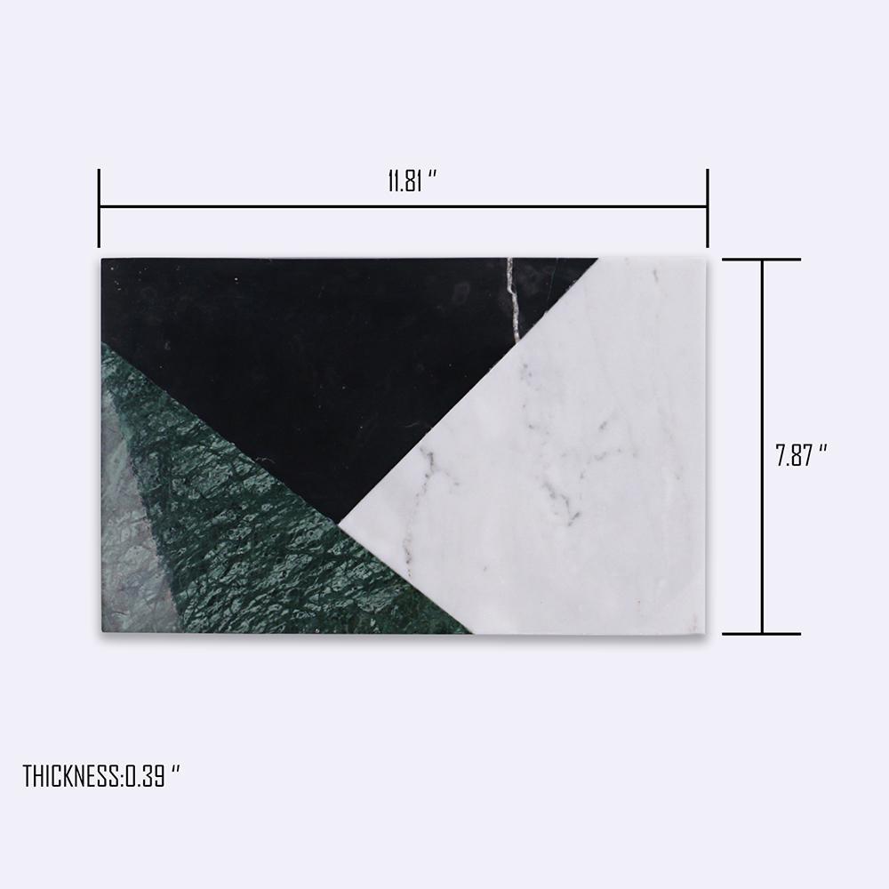 Marble Rectangular Serving Platter Cutting Board Appetizer Platter Black Green White