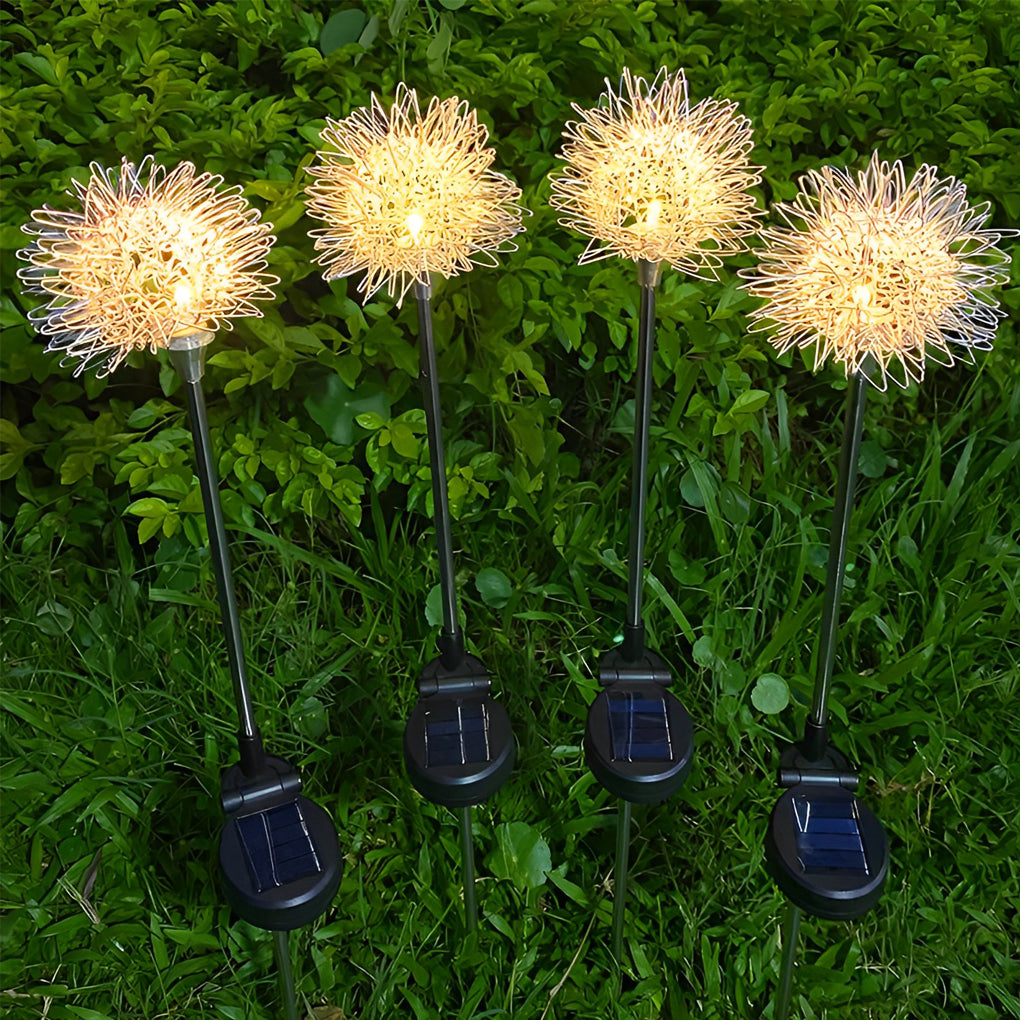 Elegant Aluminum LED Solar Dandelion Lights Dual Pack for Garden and Lawn