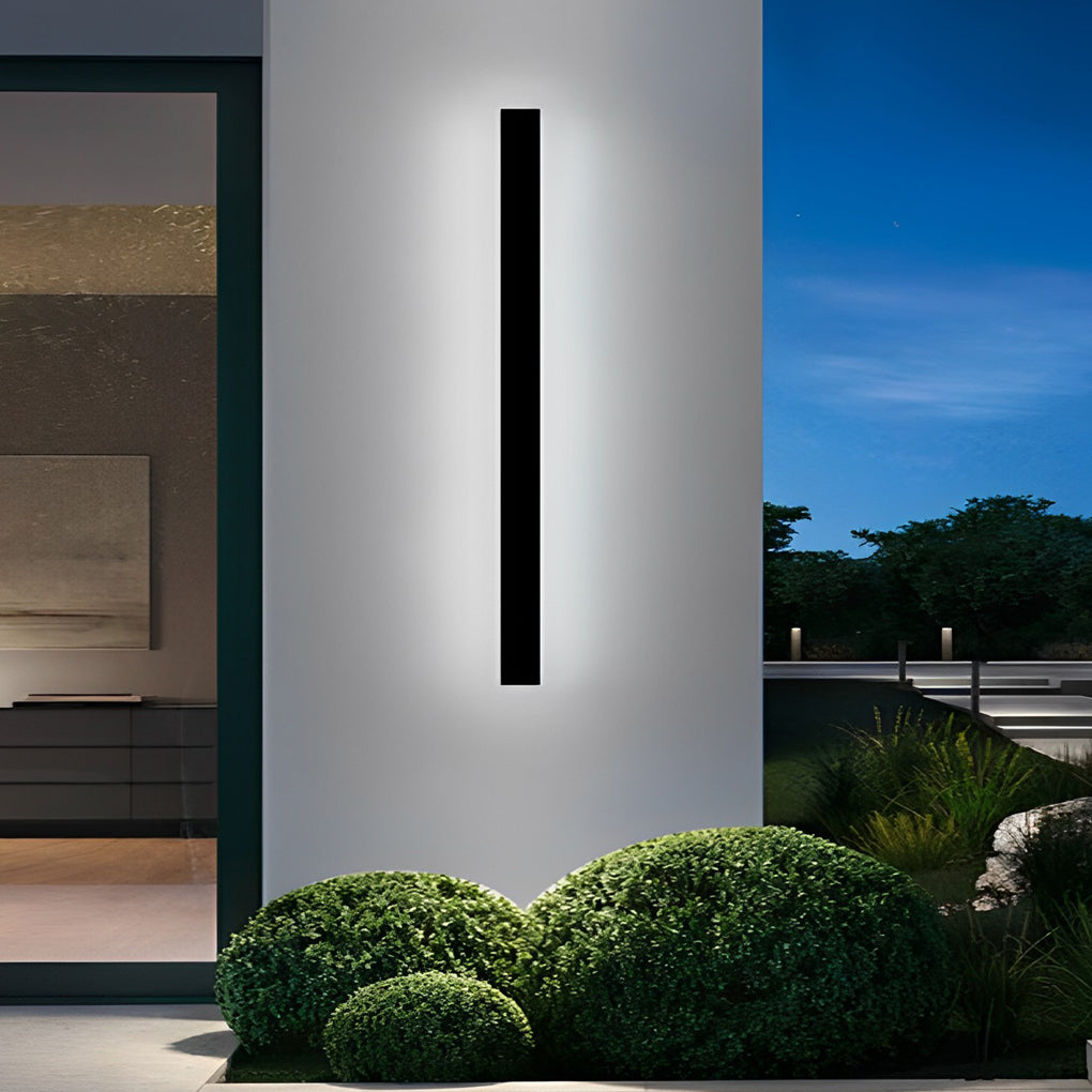 Minimalist Long Linear LED Waterproof Black Modern Solar Wall Sconce Lighting