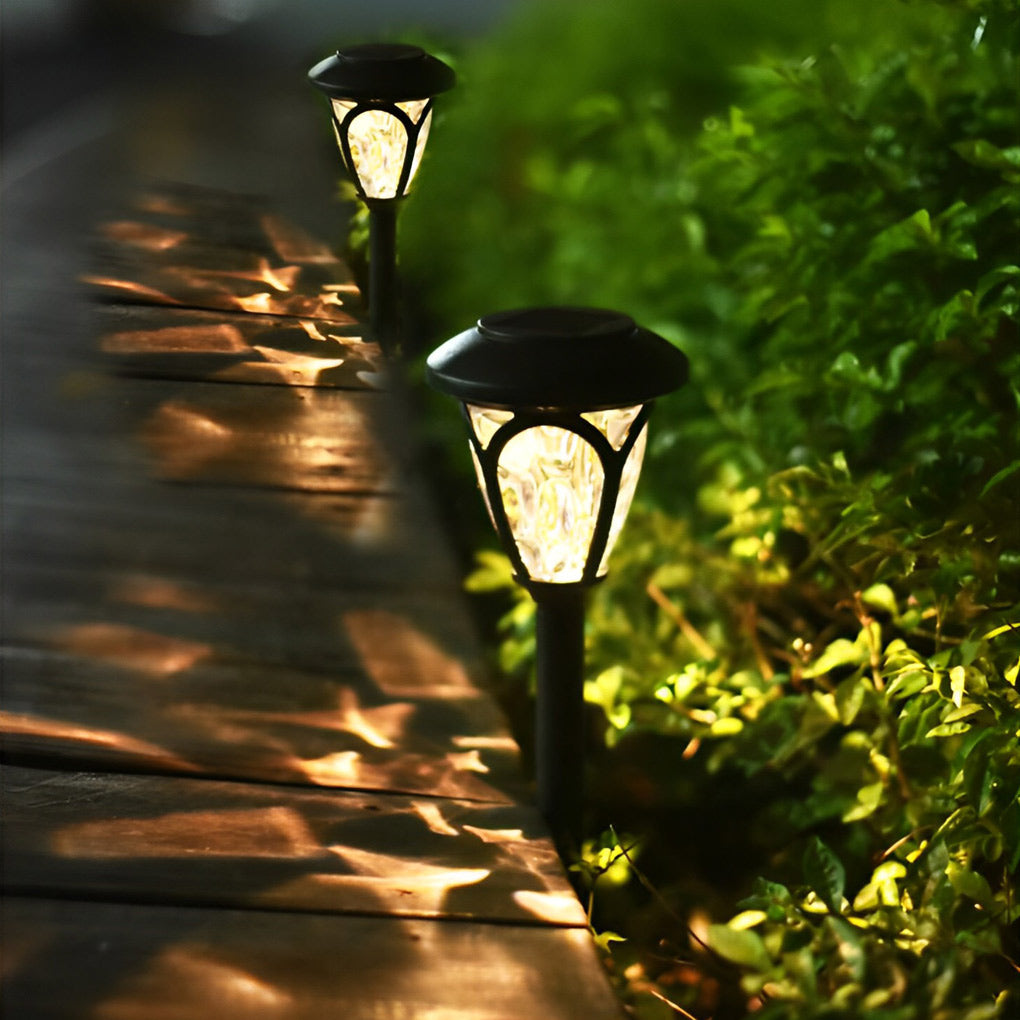 2PCS Intelligent Solar LED Lawn Lamps with Black Opaque Glass Lampshade