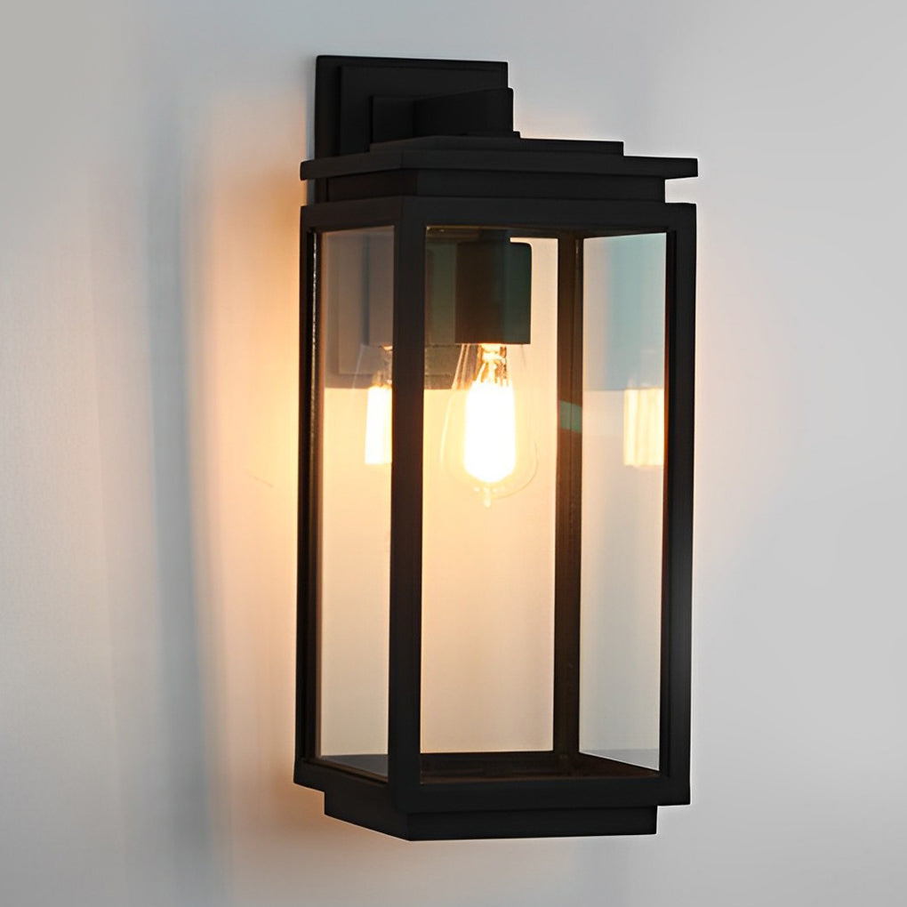 Waterproof Rectangular Glass Black Industrial Outdoor Wall Lamp Exterior Lights