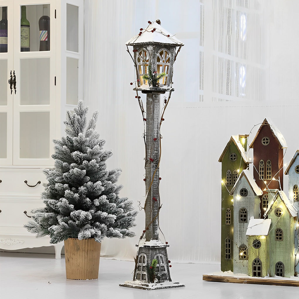 Retro Creative Nordic Christmas Decoration Wood House Street Lamp