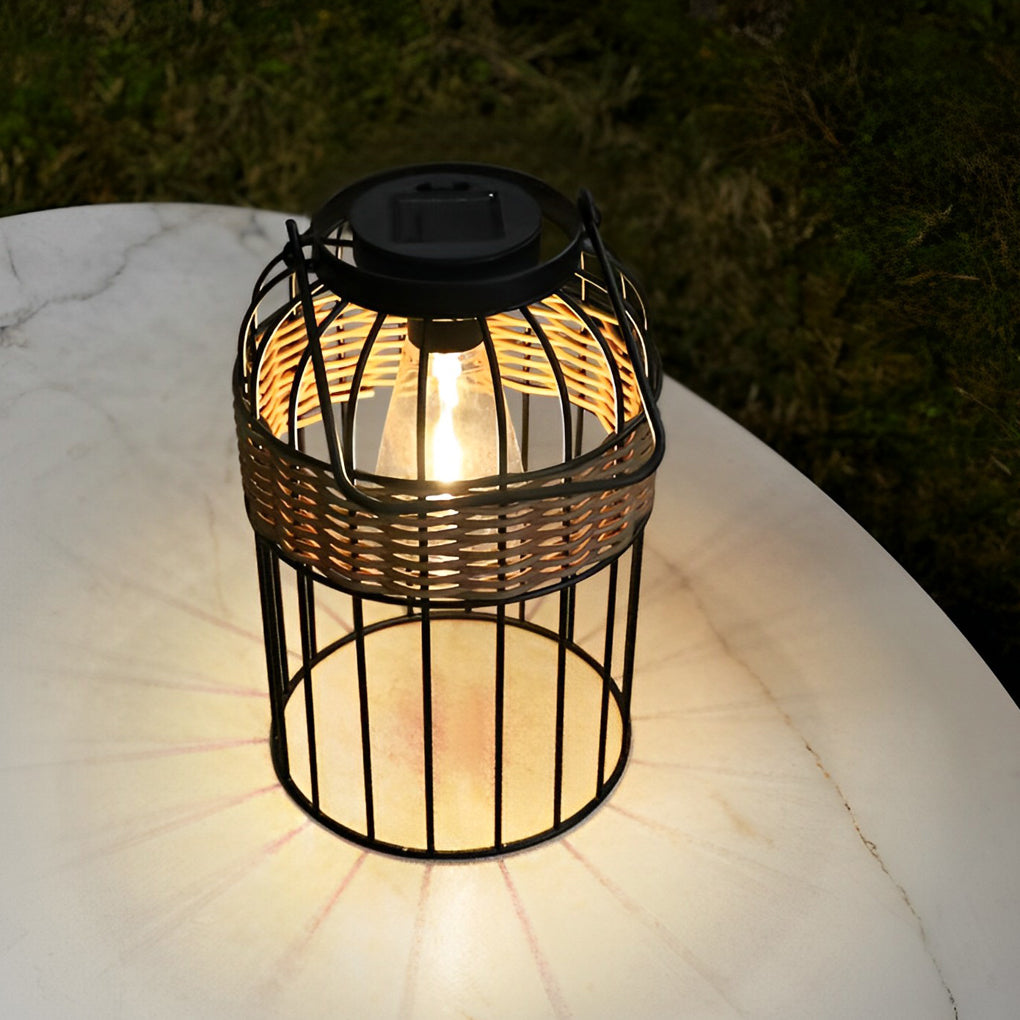 Portable Lantern Shape Rattan Waterproof Intelligent Solar Night Light