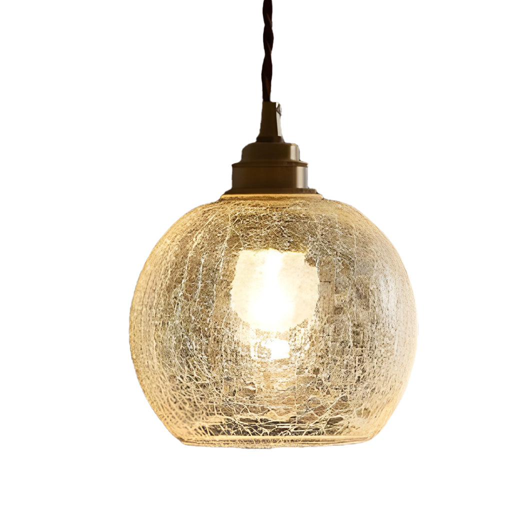 Spherical Glass Cracked Pattern LED Nordic Island Lights Hanging Ceiling Lamp