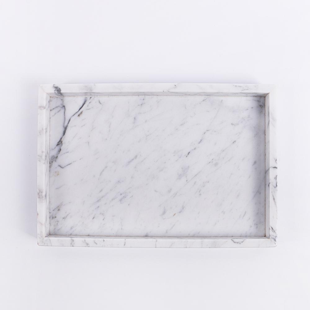 Marble Cheese Tray Charcuterie Cracker Serving Tray White Rectangle