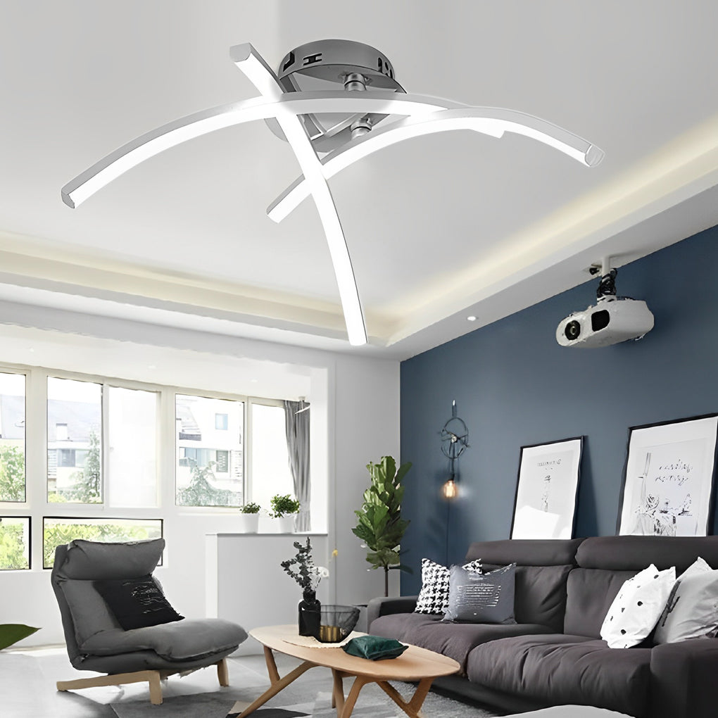 Three Line Led Light Geometric 3 Line LED Modern Ceiling Lights Flush Mount Lighting ...