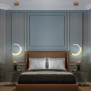 Curvy Moon Shaped LED Electroplated Modern Pendant Light Island Lights - Dazuma