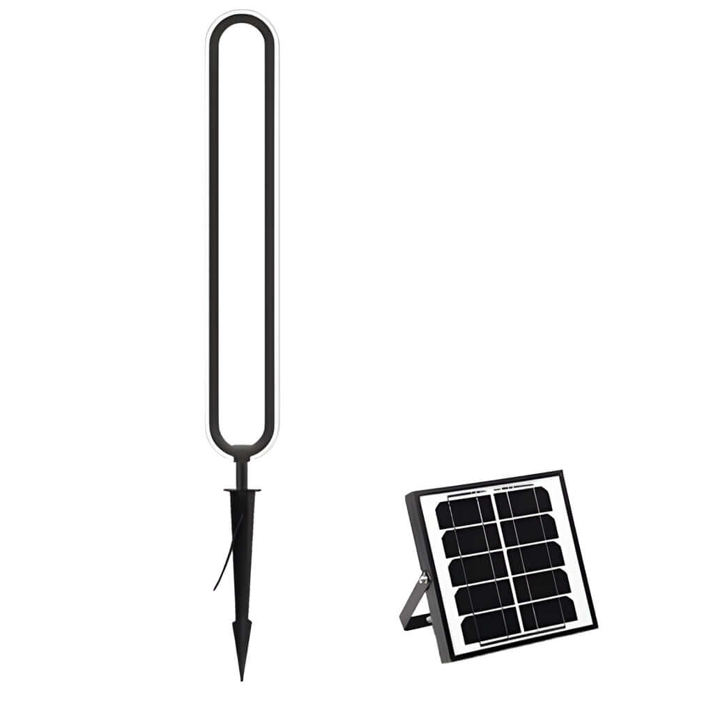 Sleek Black Oval Ring LED Solar Lights Modern Outdoor Minimalist Design