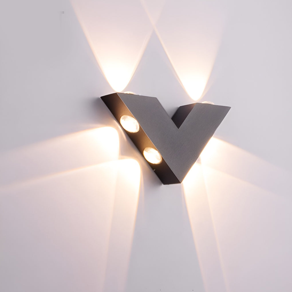 V-shaped Waterproof LED Black Modern Outdoor Wall Lamp Wall Washer Light