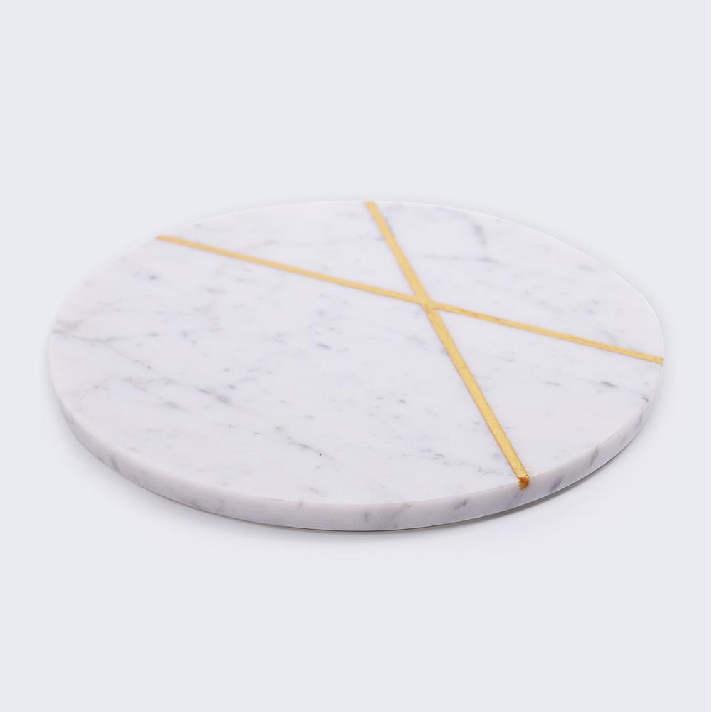 Marble Pastry Board Breakfast meat and cheese Platter Round Serving Platter White