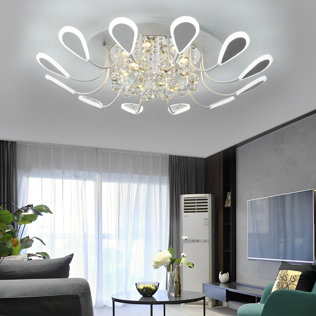 Creative Flower Shaped Dimmable LED Crystal Modern Ceiling Lights