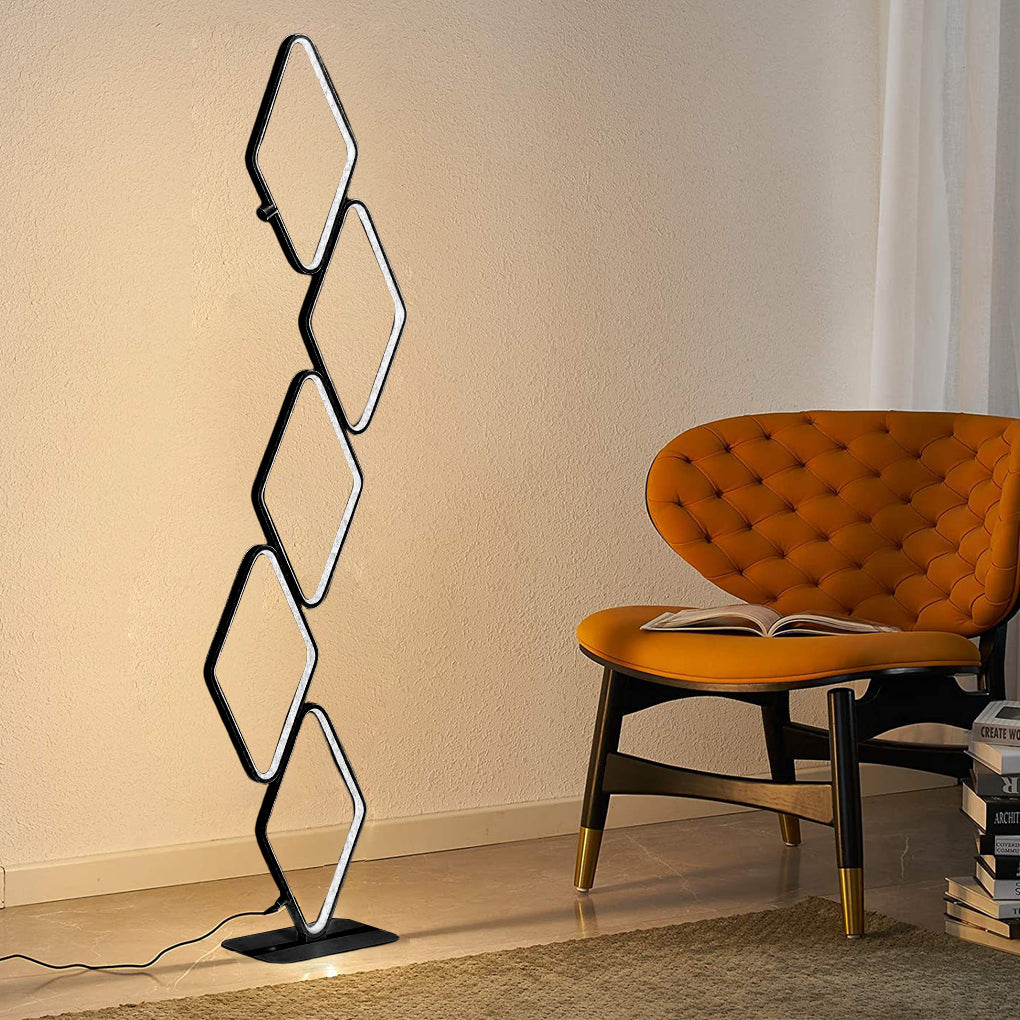 5 Rhombic Rings Touch Three Step Dimming LED Modern Floor Lamps Tall Lamp - Dazuma