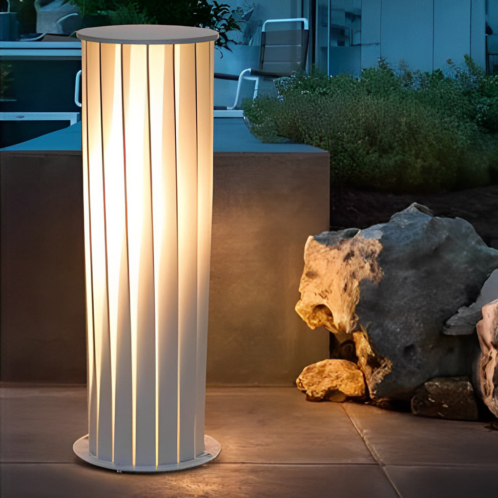 Twisted Metal Lantern LED Waterproof White Modern Solar Lawn Lights - Dazuma