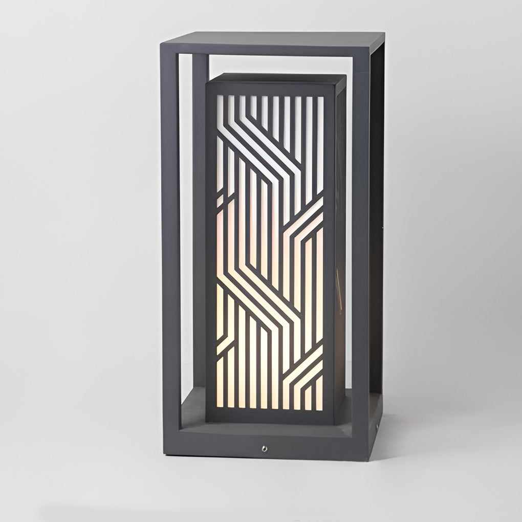 Gray Retro Aesthetic Waterproof LED Outdoor Pathway Cuboid Lantern