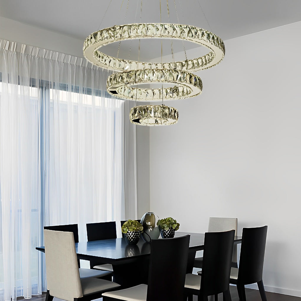 Geometrical Circle Design Modern Crystal Chandelier Metal Single Ceiling Light