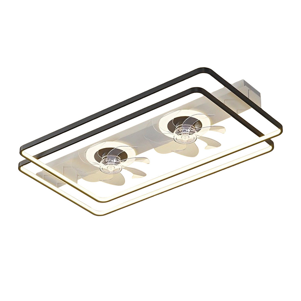 Creative Rectangular 3 Step Dimming Nordic Bladeless Ceiling Fan Lamp ...