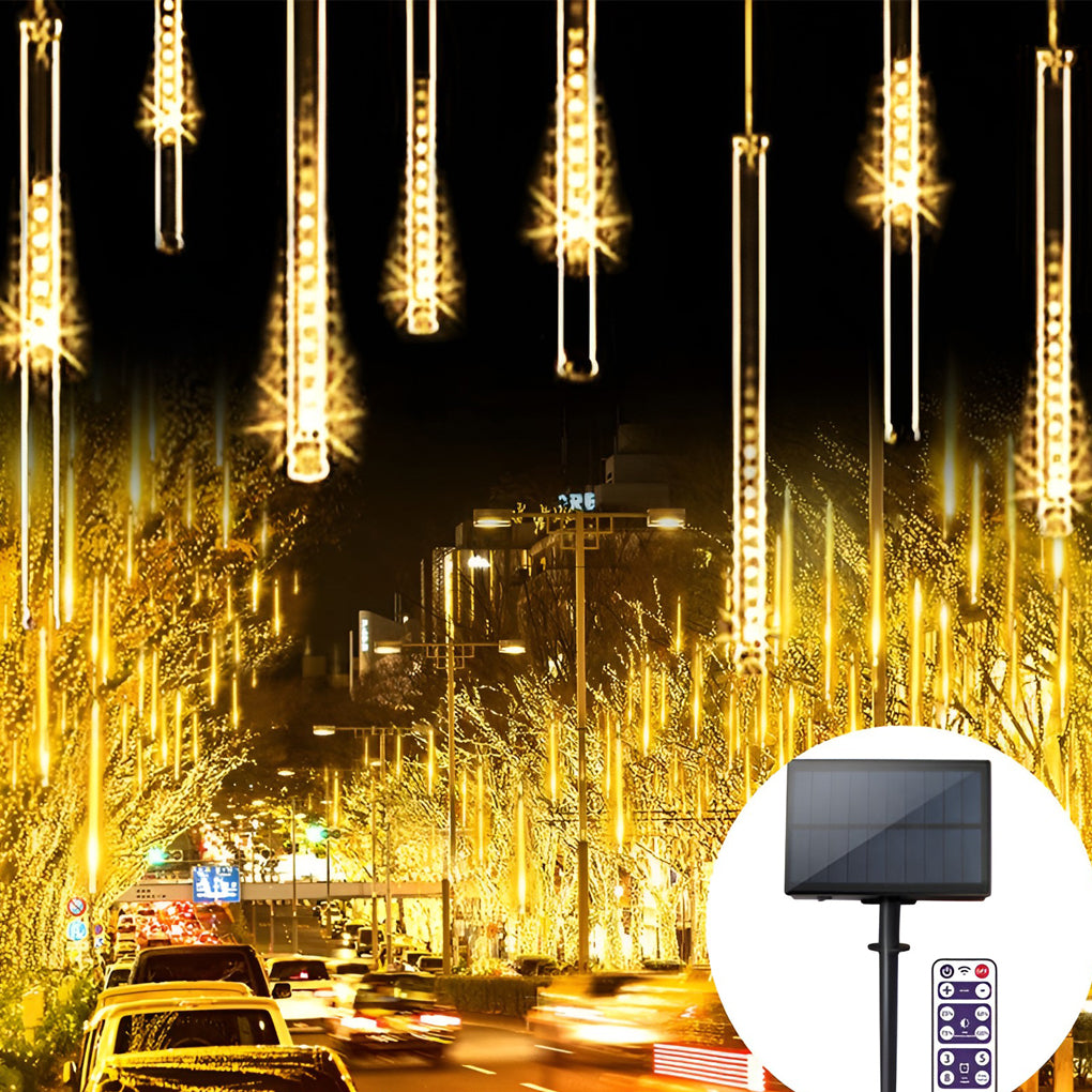 Waterproof Colorful Modern Solar LED Meteor Shower Rain Lights Tree Decor - Dazuma
