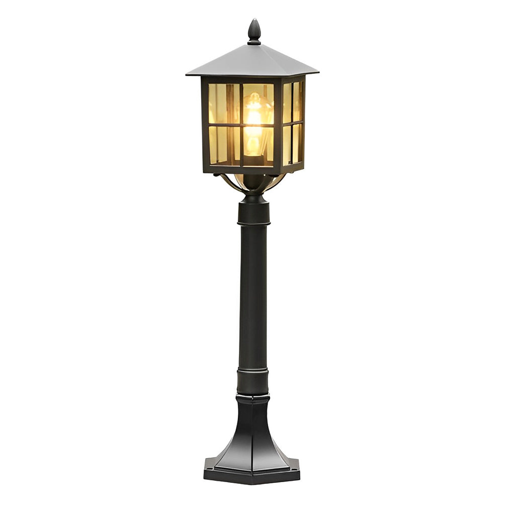 Retro Black Solar & Hardwired Outdoor Pavilion-Inspired Lawn Lamp