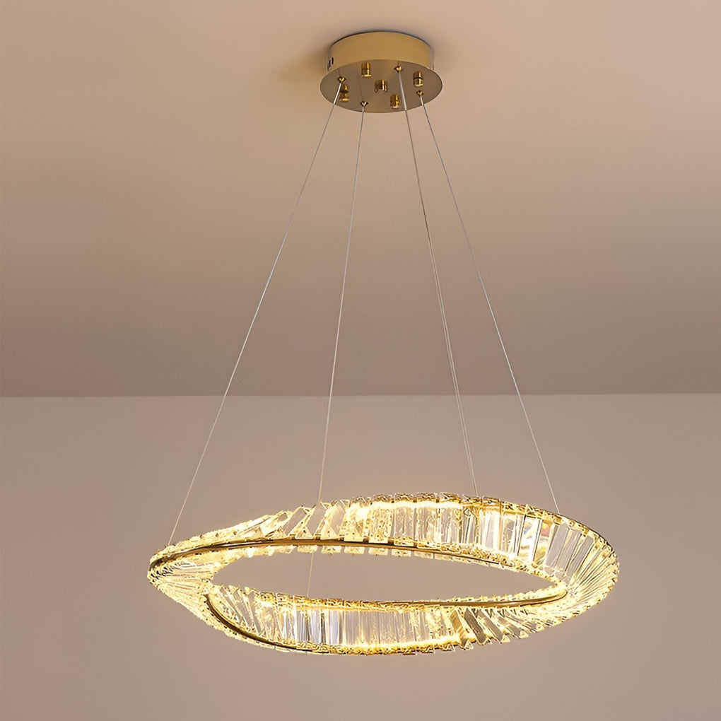 Creative Ring Stepless Dimming Electroplated Modern Crystal Chandelier