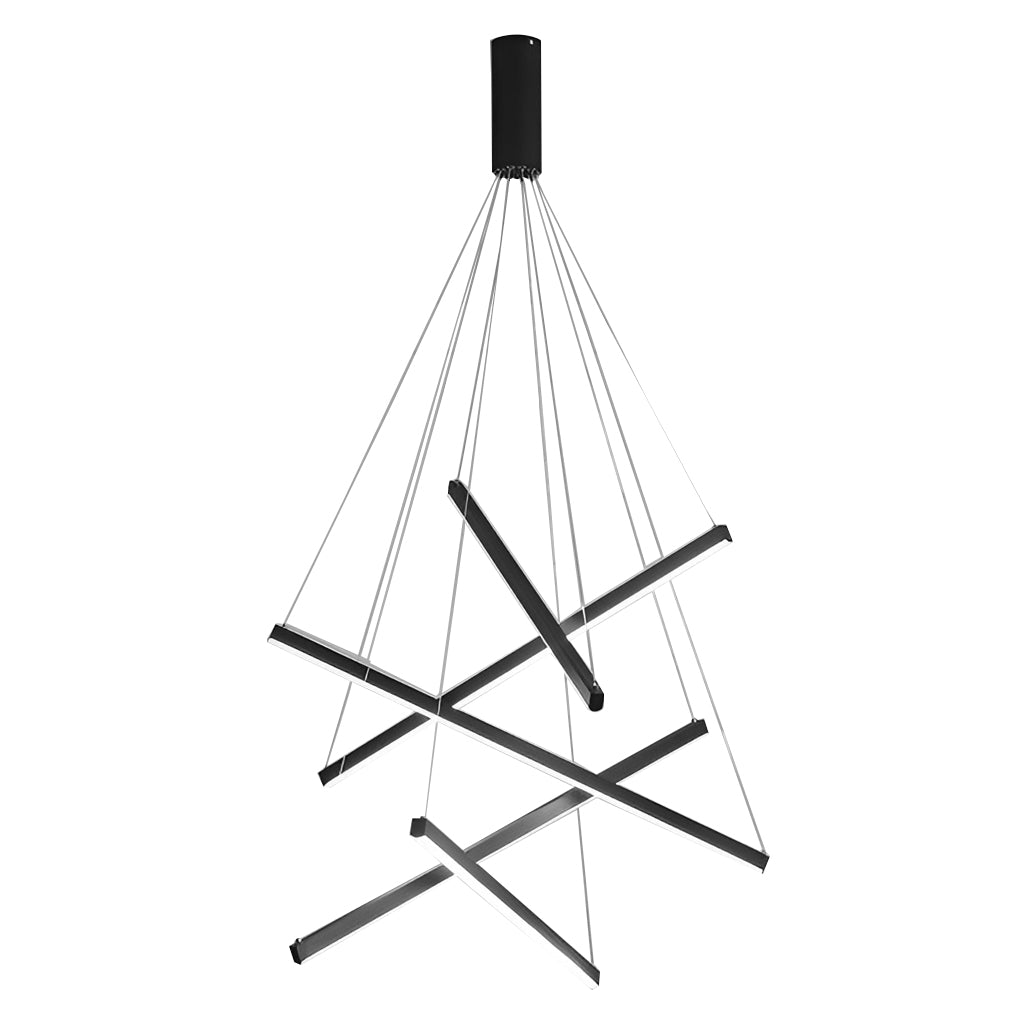 Minimalist Strip Stepless Dimming LED Black Modern Chandelier with Remote