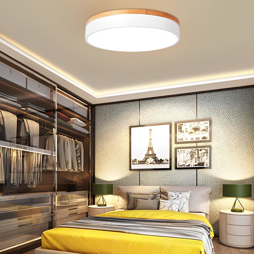 12'' LED 1-Light Geometric Shapes Flush Mount Lights Modern Metal PVC Wood Bamboo Sector Flush Mounts Semi Flush Mounts-Dazuma