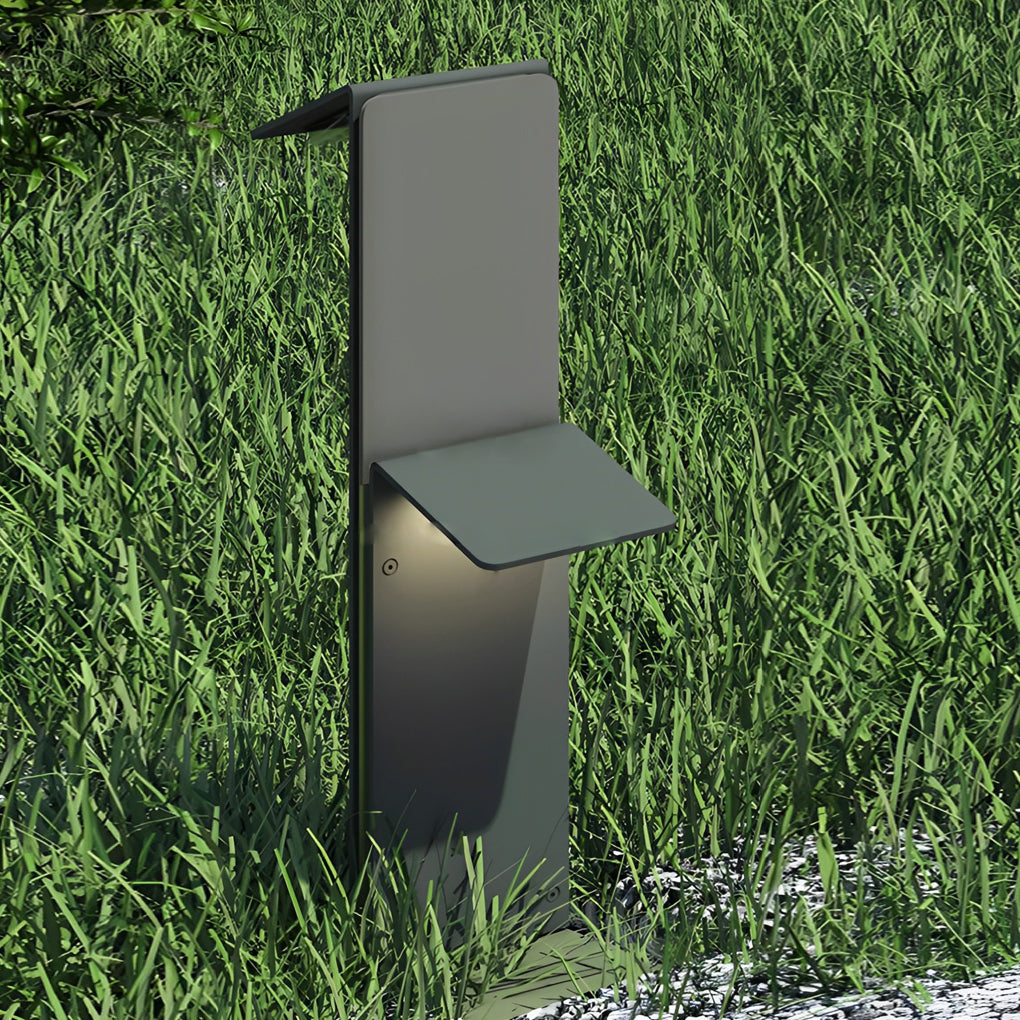 Modern Vertical LED Solar Pathway Lights Dual Panel Downlighting Design